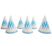 6 x chapeau de fête imprimé OM - Collection officielle Olympique de Marseille
