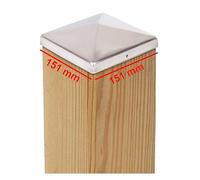 6 x Chapeau de Poteau 151x151 mm Pyramide en Acier Inoxydable - Capuchon de Protection pour Poteaux Bois 150x150 mm - Couvercle de Clôture, Inox Antirouille