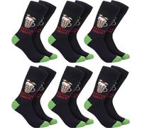 6 x Chaussettes Noël à Bière Festive Drôles Coton Cadeaux Hommes Taille Unique