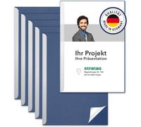 6 X Clamping Rail With Clear Pp Plastic Cover And Strong 350gsm Cardboard Binders (A4 Royal Blue)