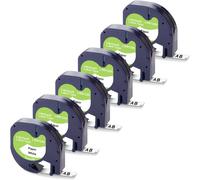 6 x Compatible with Dynmo 12 mm x 4 m Black on White Paper Tape for Label Maker,91220 91200 S0721510 Compatible for Dynmo XR Lt-100H 200B lt-110t lt-100t 80 Printer