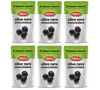 6 x d'Amico Il Nuovo Snack Olive Nere Snocciolate Olives noires dénoyautées sans liquide 75 g