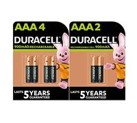 6 x Duracell AAA Rechargeables 900 mAh (1 Blister de 4 Batteries + 1 Blister de 2 Batteries) 6 piles Ministilo Rechargeables