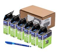 6 X Dymo S0722530 LabelWriter étiquettes universelles, 11353, autocollant, 13 x 25 mm, rouleau de 1000 - Impression Noir sur blanc + PAPERMATE Stylo Cadeau