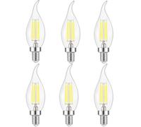 6 X E14 4W Lampe à Filament LED Ampoules, E14 Edison Bougie Forme Ampoule, Blanc Froid 6500K 400LM, Équivaut Ampoule Incandescente 40W