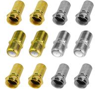 6 x F Connector Set Compression Connector Male Jack Adapter SMA Female Coaxial Connector Adapter F to TV for Antenna Connector Replacement (Gold and Silver)