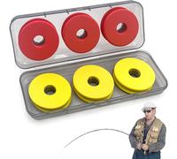 6 X Fishing Foam Spools, Fishing Line Spools With Plastic Box, Foam Fishing Reel, For Storing Fishing Lines And Accessories (Red And Yellow)