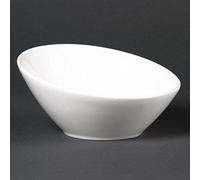 6 X Lumina en porcelaine fine bols 148 mm incliné ovale Blanc de cuisine Plat de service