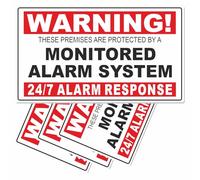 6 x Monitored Alarm System Stickers-130mm Red on White External Application-24hr Security Warning Signs for Home, House, Flat, Business, Property-Self Adhesive Vinyl Signs by Platinum Place