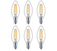 6 x Philips LED Ampoule Filament Bougie 6,5W=60W E14 Claire Warmweiß