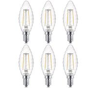 Philips ampoule LED Flamme Torsadée Filament E14 2W Equivalent 25W Claire Blanc chaud