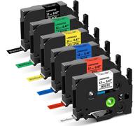6 x Ruban Compatible pour Brother TZe 12mm TZe-231 TZe-335 TZe-431 TZe-531 TZe-631 TZe-731 Tape Cassette pour Brother P Touch Etiqueteuse PT-H100LB PT-H107B PT-P300BT 1000 H200 1010, 12mmx 8m