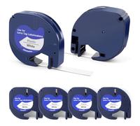 6 x Ruban Compatible pour Recharge Dymo Etiqueteuse pour Recharge Dymo Letratag Ruban 12mm x 4 m Etiquetteuse Autocollante pour Letratag 200B XR LT-100H LT-100T LT-110T Plastique Noir Sur Blanc