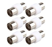 6 x Silver Plated TV Antenna Coaxial Adapter Female to Female Coaxial RF Coaxial Cable Female to Female Connector Aerial Extension Cable White