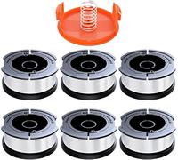 6 x Spools of Wire Cutting Edging Compatible with Black and Decker,Diameter 1.65 mm with 10 m Edge Cutting Thread,Contains 6 Spare Cutting Spools,1 Spare Spool Cover and 1 Spare Spring