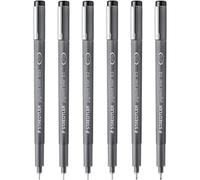 6 X Staedtler Pigment Doublure Feutres Pointe Fine Dessin Stylos - 0.05mm À