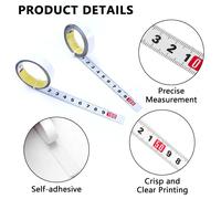 6 X Tape Measure + 2 Deep Hole Markers,Self-Adhesive Carbon Steel Tape Measure,Self-Adhesive Metric Ruler,3 Directional Scales,For Workbenches And Machines