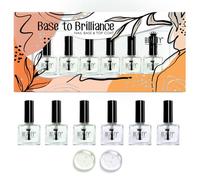 6 x Vernis à Ongles Base Coat & Top Coat 2 en 1 Vernis Transparent, 6 x 10 ml, Lisse, Fixe, Protège. Vernis à Séchage Rapide avec Vitamine E, Huile de Jojoba & Huile de Noyau d'Abricot