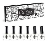 6 x Vernis à Ongles Base Coat & Top Coat par Beauty4Britain, Vernis à Ongles Transparent 2 en 1, 6 х 5 ml. Lisse, Fixe et Protège. Boîte Cadeau Incluse.
