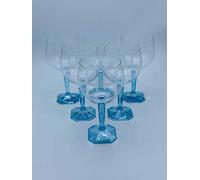 6 x Verres Bombay Sapphire avec pied sapphireblau 8 eckigem