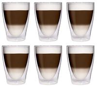 6 x Verres XL Verres Latte Macchiato Double Paroi de/Verres à Cocktail/Thé Glacé de 280 ML/Verres à jus et Eau - 6 x 280 ML élégant Verres Thermique avec Effet de flottement de Feelino, 6 x 280 ML