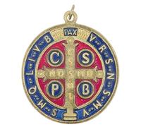 60.1092.21 Médaille de Saint Benoît avec bague or doré émaillée à la main de 70 mm 7 cm Saint Benoît Exorcisme
