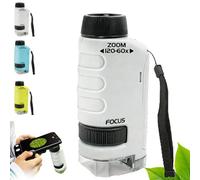 60-120x Microscope Portable Enfant, Comprend 12 Lames De Spécimens,pour Le Jardin, La Forêt Et Les Expériences, Gift for Girls 4-12 Years, Boy, Girl (Blanc,1)