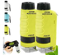 60-120x Microscope Portable Enfant, Comprend 12 Lames De Spécimens,pour Le Jardin, La Forêt Et Les Expériences, Gift for Girls 4-12 Years, Boy, Girl (Jaune,2)