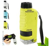 60-120x Microscope Portable Enfant, Comprend 12 Lames De Spécimens,pour Le Jardin, La Forêt Et Les Expériences, Gift for Girls 4-12 Years, Boy, Girl (Jaune,1)