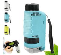 60-120x Microscope Portable Enfant, Comprend 12 Lames De Spécimens,pour Le Jardin, La Forêt Et Les Expériences, Gift for Girls 4-12 Years, Boy, Girl (Bleu,1)