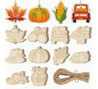 60/30/20/1 pièce Décoration suspendue d'arbre d'automne, ornement suspendu de Thanksgiving, tranche de bois creuse vintage avec feuille d'elfe de citrouille, faveur de fête de récolte, décoration de b