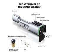 60 40 30 60 serrure à cylindre intelligente bouton physique Alexa Google tuya ttlock BLE mot de passe clavier maison hôtel serrure à cylindre numérique Black tuya BLE