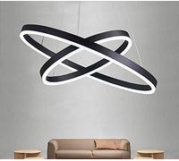 60 + 40 cm plafonnier décoratif Light Drallage Chandelier 72W Restaurant LED Chandelier, Minimaliste Black Round Pendant Lights, Nordic Living Room Aluminium Lights, Personne créative