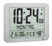 60.4516.54 TFA Horloge digitale radio-pilotée à suspendre, argentée