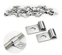 60 4mm Pièces Colliers de Serrage en U Fixation Grillage Rigide sur Mur Attaches Inox 304 Épaissies Fixation Câble et Tuyaux Trou Unique pour Installation Murale Câbles Électriques Tuyaux Eau Jardin