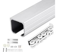 60 80 100 120 140 160 180 200 cm Quincaillerie pour portes coulissantes à guillotine, rails robustes pour portes de placard à fixation au plafond(Silver,102cm/40in)