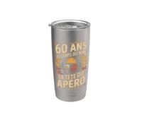 60 Ans Le Corps Dit Non La Tête Dit Apéro Gobelet isotherme en acier inoxydable double paroi