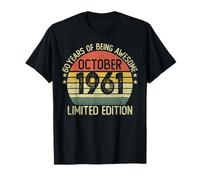 60 Ans Vintage Octobre 1961 édition limitée Anniversaire T-Shirt