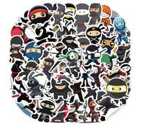 60 Autocollants De Graffiti Ninja, Caricatures Mignonnes, Autocollants Drôles, Décoration De Valise D'Auto-Étanche Et De Bricolage De Tasse d'eau.
