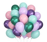60 Ballons Roses Violets Turquoises Verts, à HéLium Macarons Violet, Ballon Latex Bleu Sarcelle Métallisé 30 Cm pour Mariage Fille Anniversaire Baby Shower Baptême