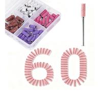 60 Bands de Ponçage pour Embout Ponceuse Ongles, 3.1mm Grain 80/120/180/240 Compatible avec 99% des Ponceuses Avec 1 Mandrins et Coffret - Pour Dépôt de Gel, Limage et Polissage Manucure
