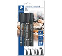 [60 BK] STAEDTLER Set de 4 marqueurs permanents Lumocolor, noir