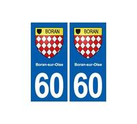 60 Boran-sur-Oise blason autocollant plaque stickers ville - Angles : droits