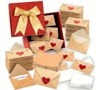 60 cartes de Saint-Valentin avec enveloppes, petites cartes vierges en forme de cœur, lettres d'amour romantiques pour un anniversaire ou une surprise dans la boîte