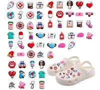 60 Charmes pour Crocs Collection médicale et infirmière Breloques PVC décoratives pour sabots et sandales DIY
