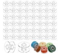 60 Clear Plastic Sewing Machine Bobbins - Compatible with Brother, Singer, Janome, Kenmore Machines - Embroidery Bobbins & Sewing Accessories