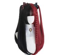 60 cm / 65 cm Lolita Ombre noir mixte rouge frange résistante à la chaleur synthétique mignon Cosplay perruque + perruque bonnet A120 droit