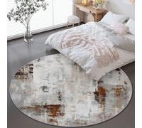 60 cm Kaki Tapis Rond Salon, Abstrait Vieilli Antique Imprimé Tapis de Sol Décoration Antidérapant pour Chambre Cuisine Balcon Terrasse Salle à Manger et Chambre d'enfant