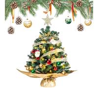 60 cm Mini Sapin de Noël avec Éclairage LED, Sapin de Noël avec Boule de Noël, Pomme de Pin, Étoile au Sommet, Décoration de Noël DIY pour Décoration de Table, Vitrine, Décoration de Nouvel An