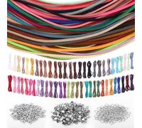 60 Couleurs 60m Cordon Cuir, 3mm Cordons en Cuir pour Bracelet Collier avec 100 Boucles, 50 Homard Fermoir et 100 Anneaux Ouverts pour Bricolage Collier Bijoux Artisanat